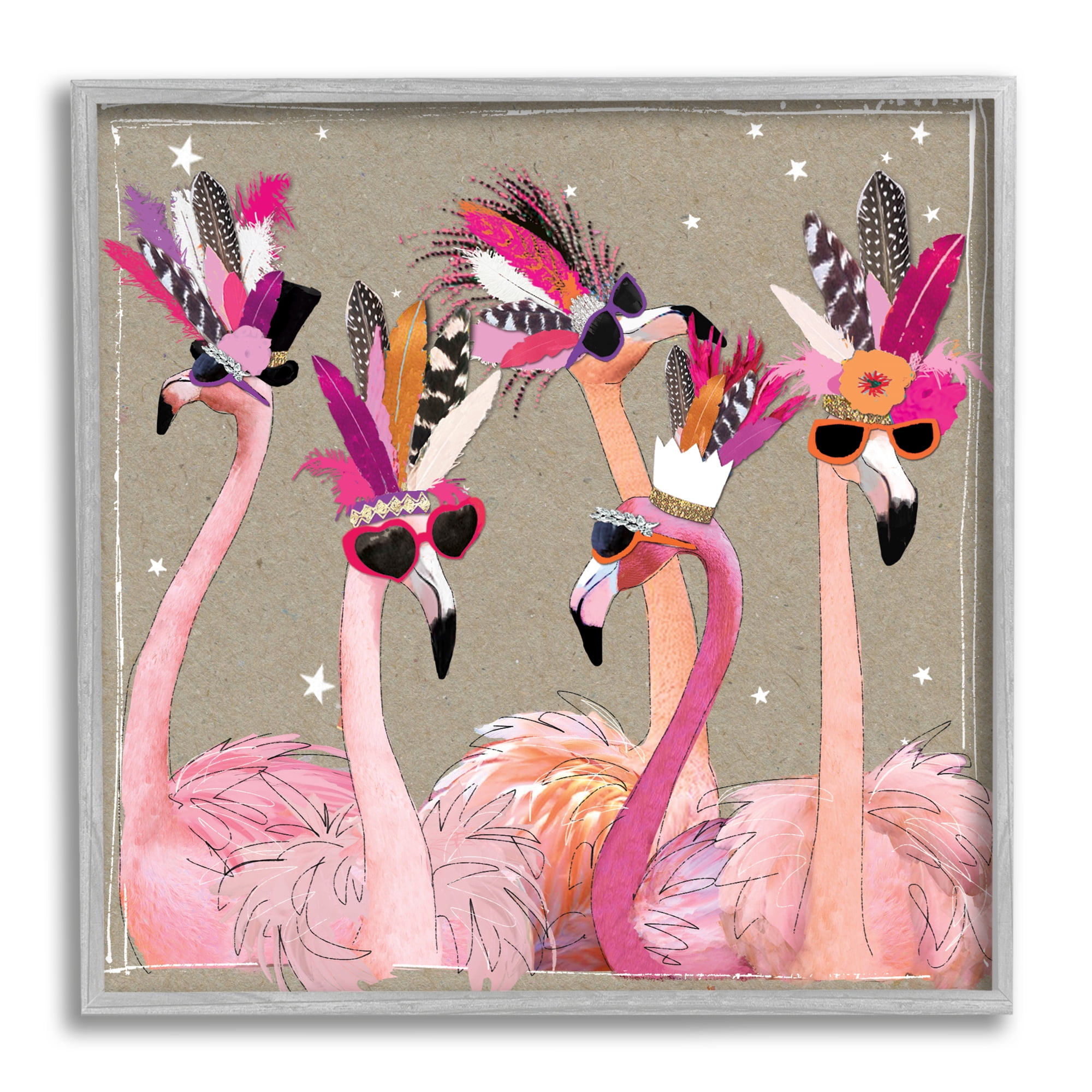 Fancy Pants Flamingos Animals & Insects Framed Art Print Wall Art, 17x17