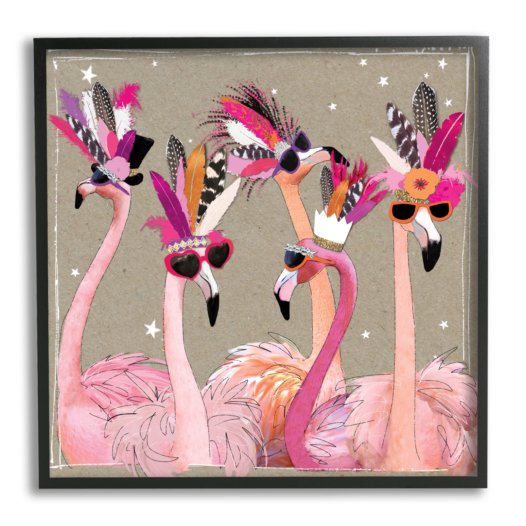 Fancy Pants Flamingos Animals & Insects Framed Art Print Wall Art, 17x17
