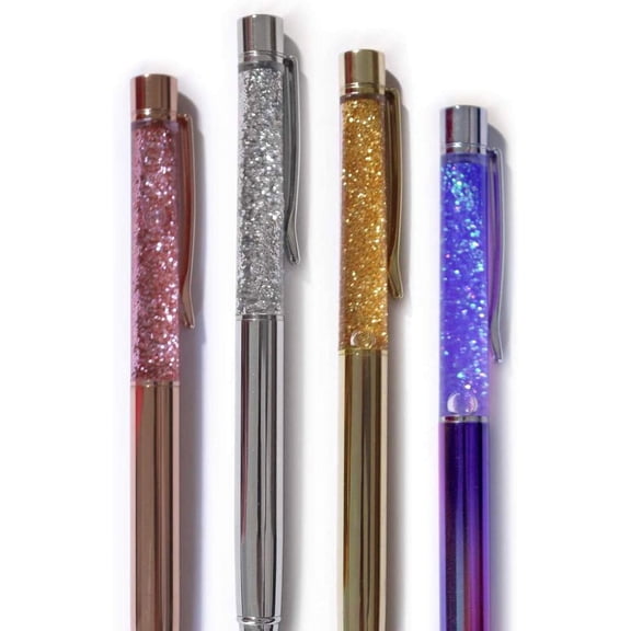 SNIFTY Fancy Pants Floating Glitter Ballpoint Pens, Set of 4, Black Ink