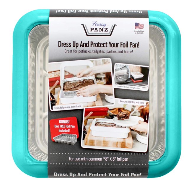 Fancy Panz Plastic 8" x 8" Aqua Foil Pan Carrier 1pk
