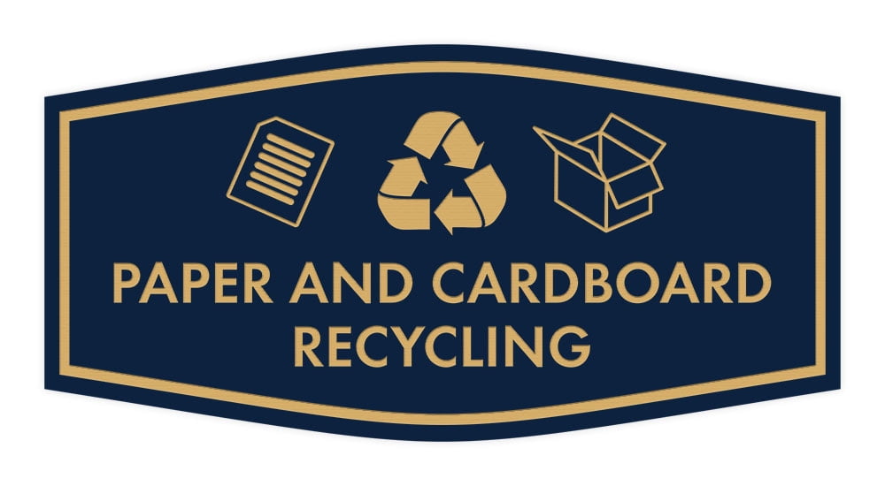 Fancy Paper and Cardboard Recycling Sign (Navy Blue/Gold) - Large ...