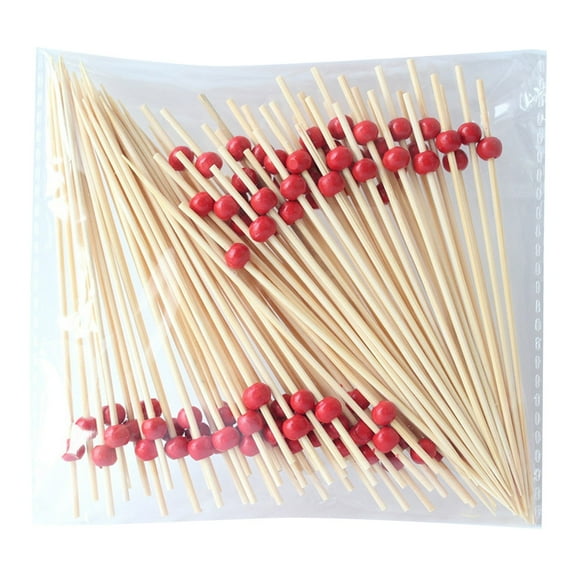 Fancy Picks Set 100PCS Decorative Toothpicks Skewers for Wedding Party Food Serving Utensils 47 Inch 100PCS, 12 cmx0.1 cm, Red