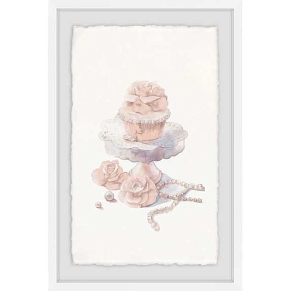 Fancy Pink Cupcake Framed Painting Print