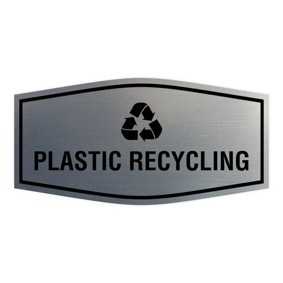 Fancy Plastic Recycling Sign (Brushed Silver) - Small