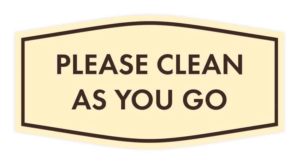 Fancy Please Clean As You Go Sign (Ivory/Dark Brown) - Medium - Walmart.com