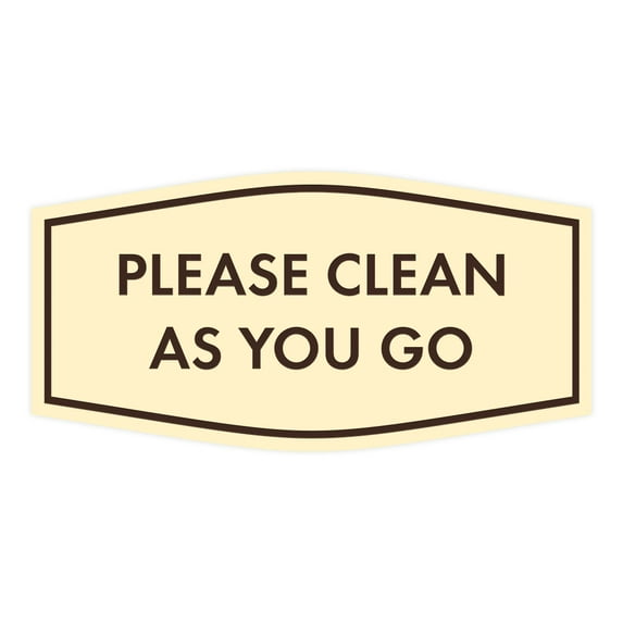 Fancy Please Clean As You Go Sign (Ivory/Dark Brown) - Small