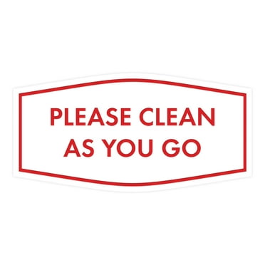 Fancy Please Clean As You Go Sign (White/Red) - Large