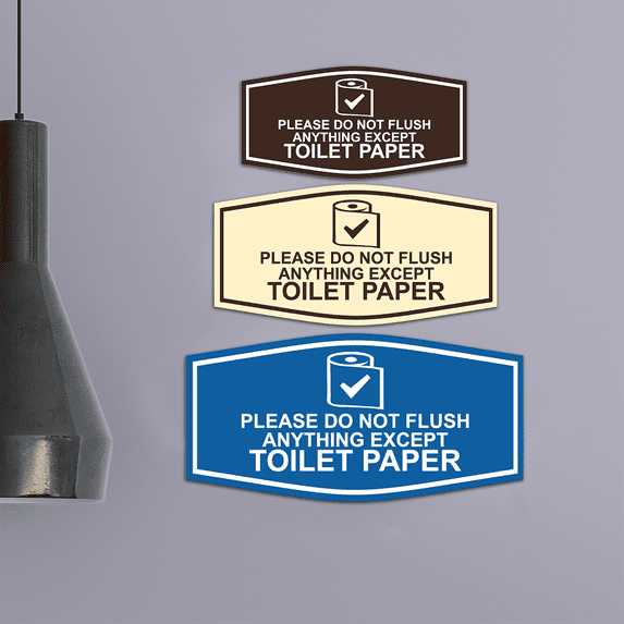 Fancy Please Do Not Flush Anything Except Toilet Paper (Roll) Sign (Brushed Gold) - Large