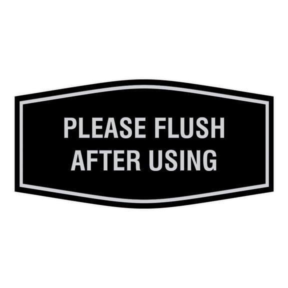 Fancy Please Flush After Using Sign (Black / Silver) - Medium