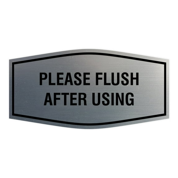 Fancy Please Flush After Using Sign (Brushed Silver) - Large