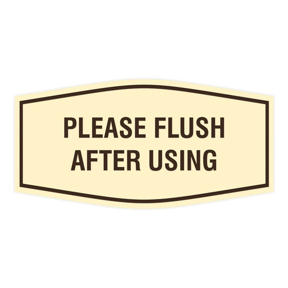 Fancy Please Flush After Using Sign (Ivory/Dark Brown) - Medium