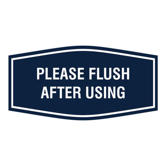 Fancy Please Flush After Using Sign (Navy Blue / White) - Small