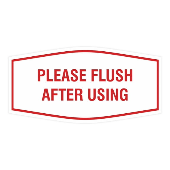 Fancy Please Flush After Using Sign (White/Red) - Large