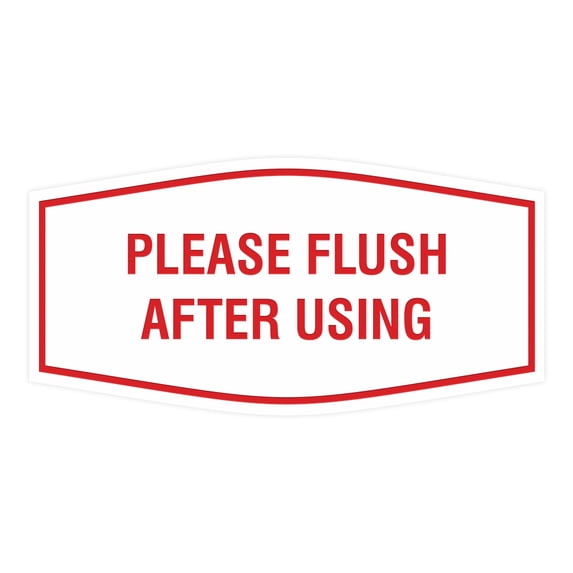 Fancy Please Flush After Using Sign (White/Red) - Small