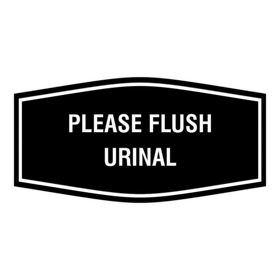 Fancy Please Flush Urinal Sign (Black) - Large