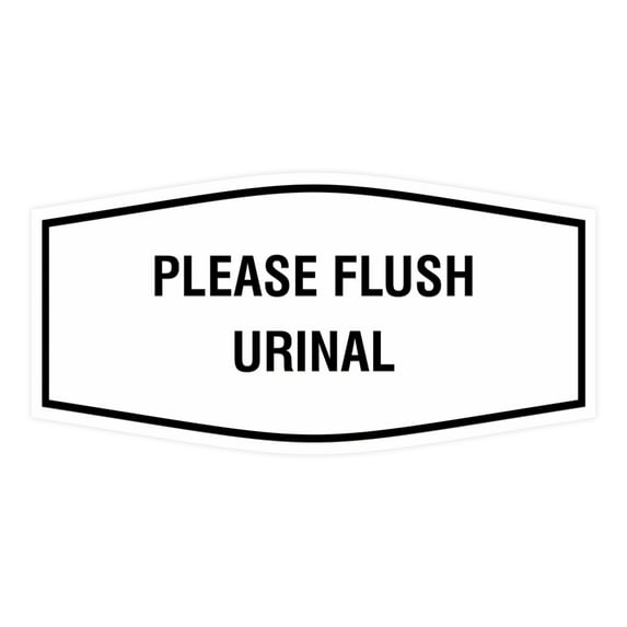 Fancy Please Flush Urinal Sign (White) - Large