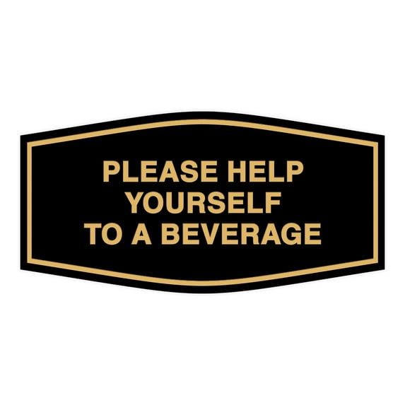 Fancy Please Help Yourself To A Beverage Sign (Black Gold) - Medium