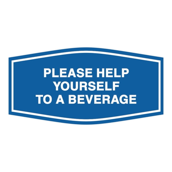 Fancy Please Help Yourself To A Beverage Sign (Blue) - Small