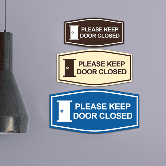 Fancy Please Keep Door Closed (Door Handle) Sign (Black) - Medium