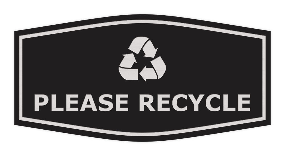 Fancy Please Recycle Sign (Black / Silver) - Small - Walmart Business ...