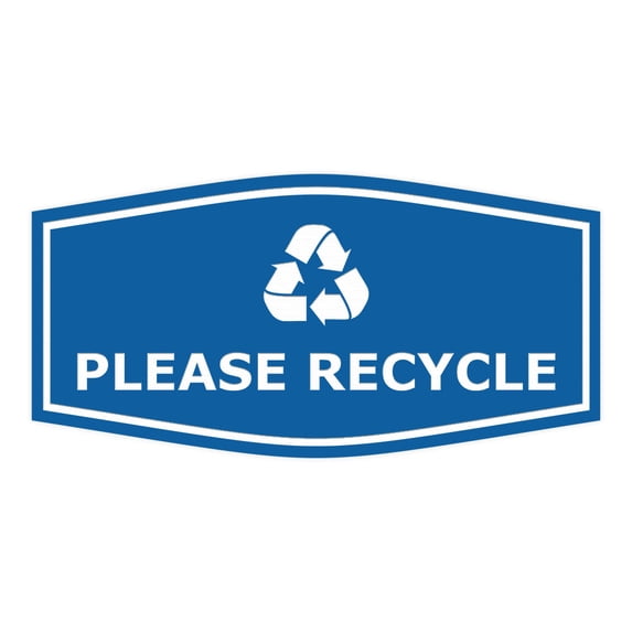 Fancy Please Recycle Sign (Blue) - Medium