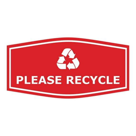 Fancy Please Recycle Sign (Red) - Large