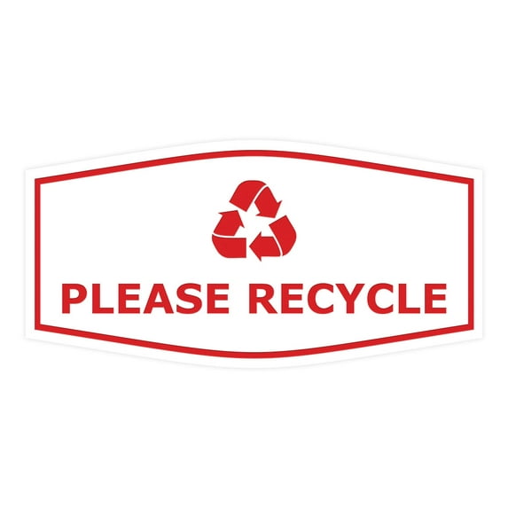 Fancy Please Recycle Sign (White/Red) - Medium