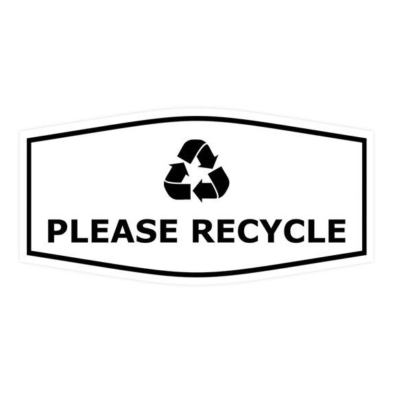 Fancy Please Recycle Sign (White) - Small
