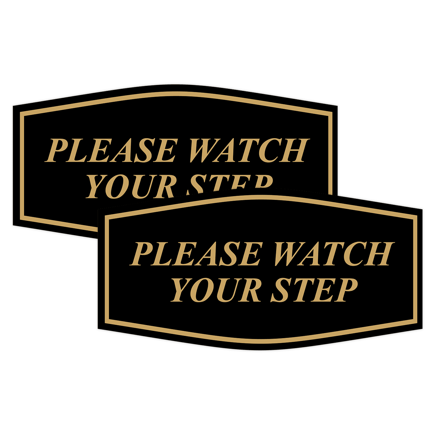 Fancy Please Watch Your Step Sign (Black Gold) - Large 2 Pack - Walmart.com