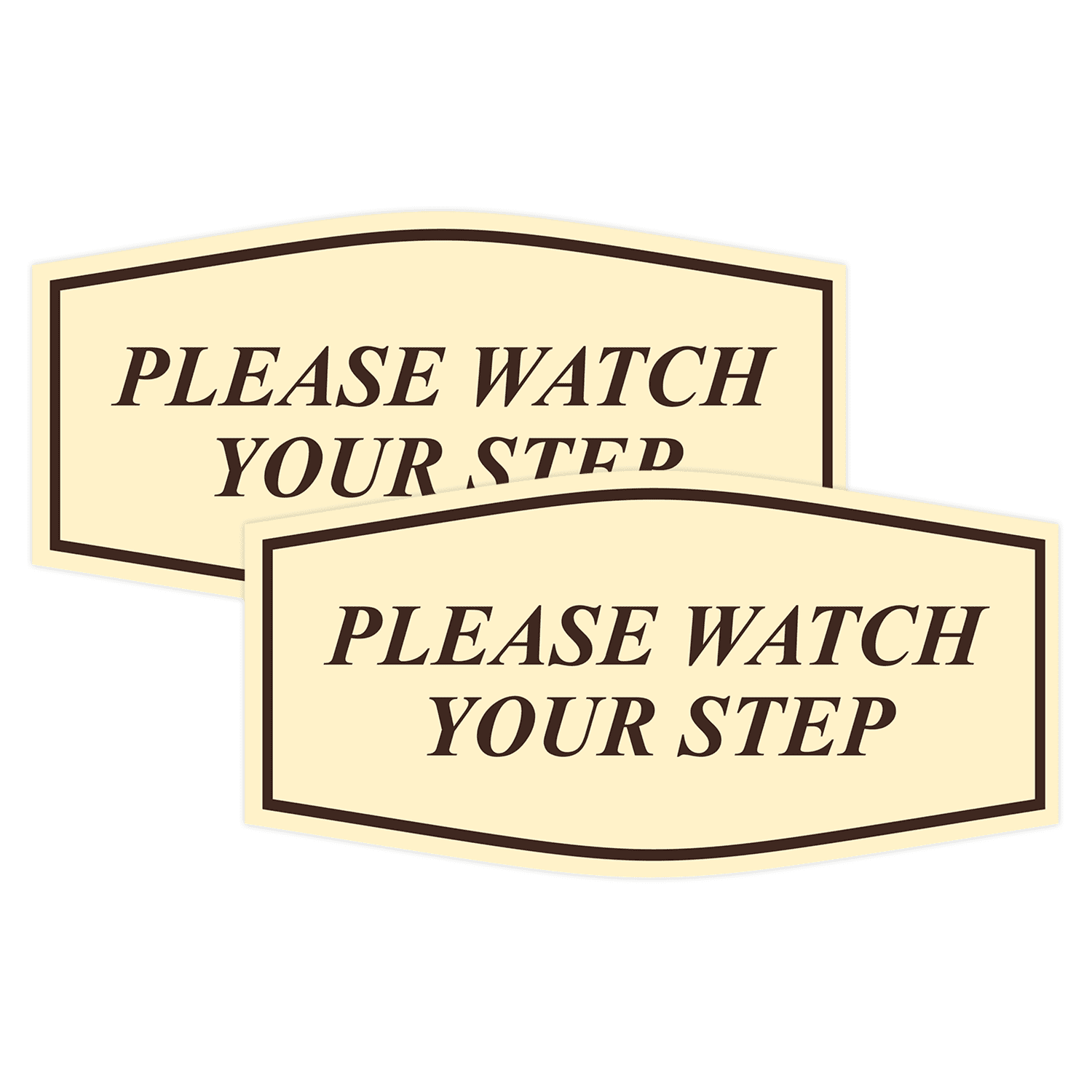 Step Please R Fancy Please Watch Your Step Sign (Ivory/Dark Brown) - Medium 2 Pack ...