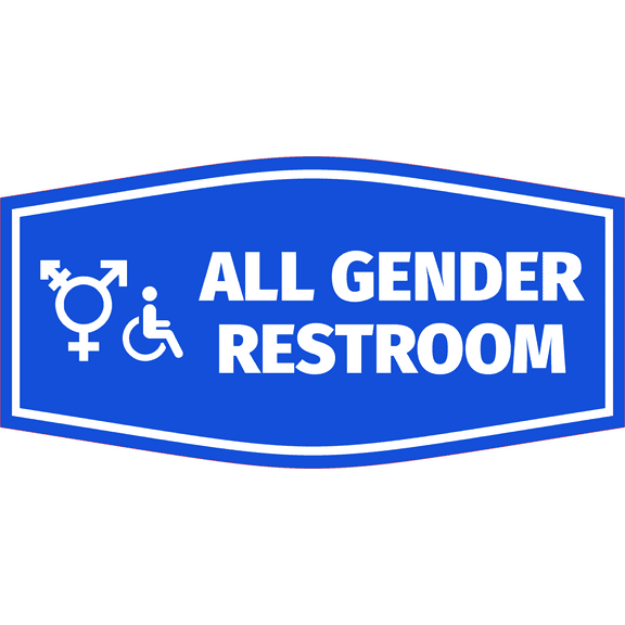 Fancy Plus All Gender Restroom Wall or Door Sign Easy Installation | Business & Public Bathroom Signs - Large