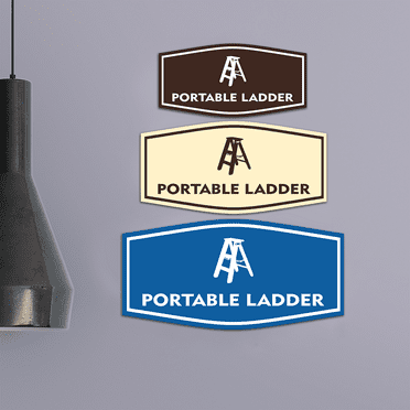 Fancy Portable Ladder Sign (Navy Blue / White) - Large
