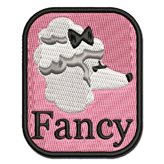 Fancy Posh Poodle Dog Bougie Applique Multi-Color Embroidered Hook & Loop Patch - 2.0 Inch Mini