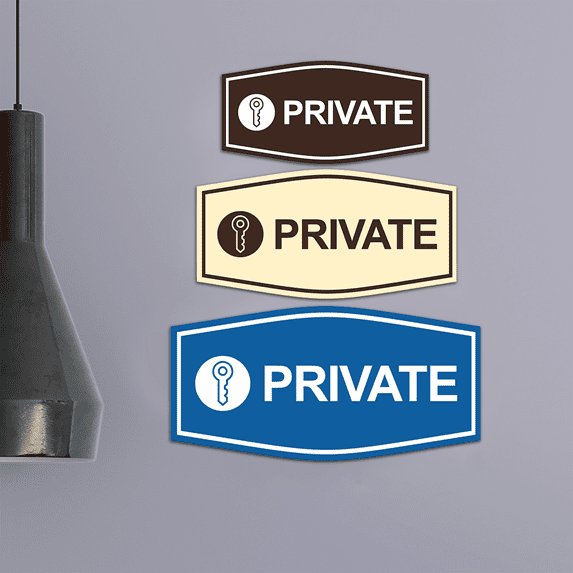 Fancy Private (Key) Sign (Blue) - Small