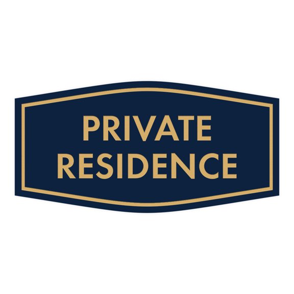 Fancy Private Residence Sign (Navy Blue/Gold) - Large