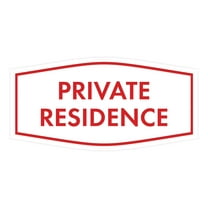 Fancy Private Residence Sign (White/Red) - Large