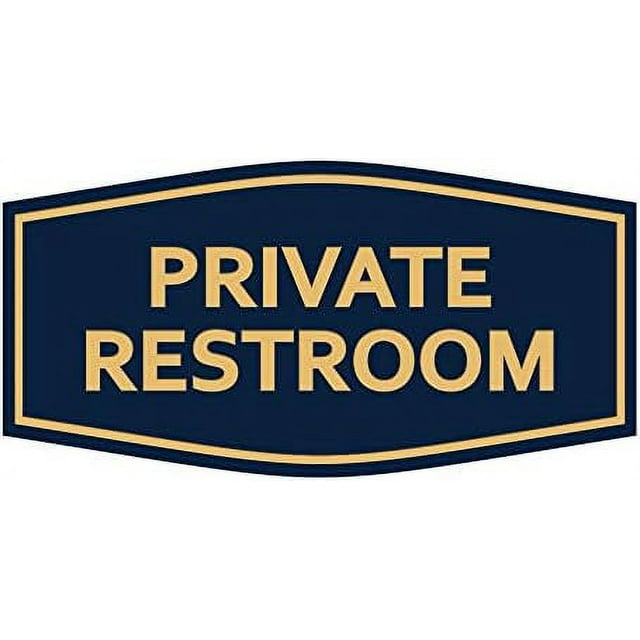 Fancy Private Restroom Sign (Navy Blue/Gold) Large