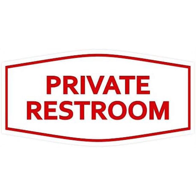 Fancy Private Restroom Sign (White/Red) Small