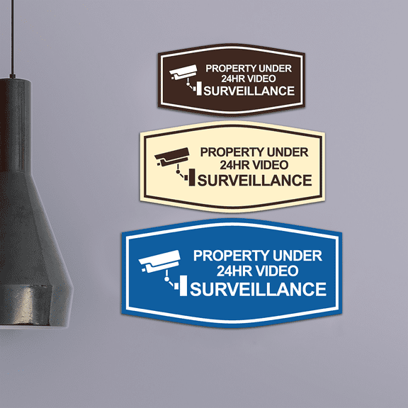 Fancy Property Under 24Hr Video Surveillance (Camera) Sign (Black) - Large