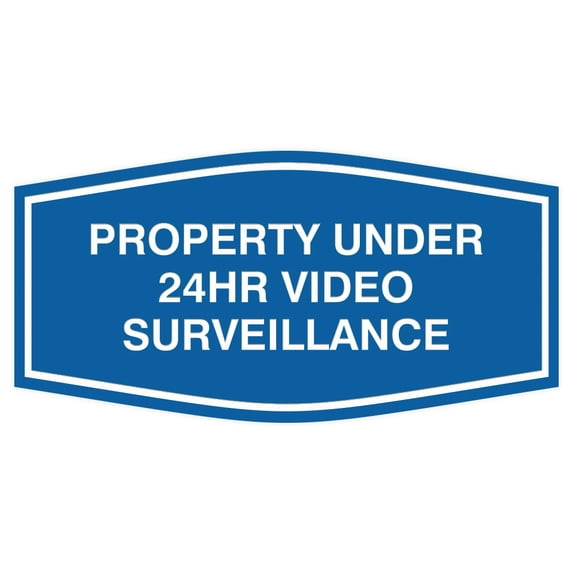Fancy Property Under 24Hr Video Surveillance Sign (Blue) - Medium