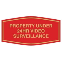 Fancy Property Under 24Hr Video Surveillance Sign (Red/Gold) - Medium