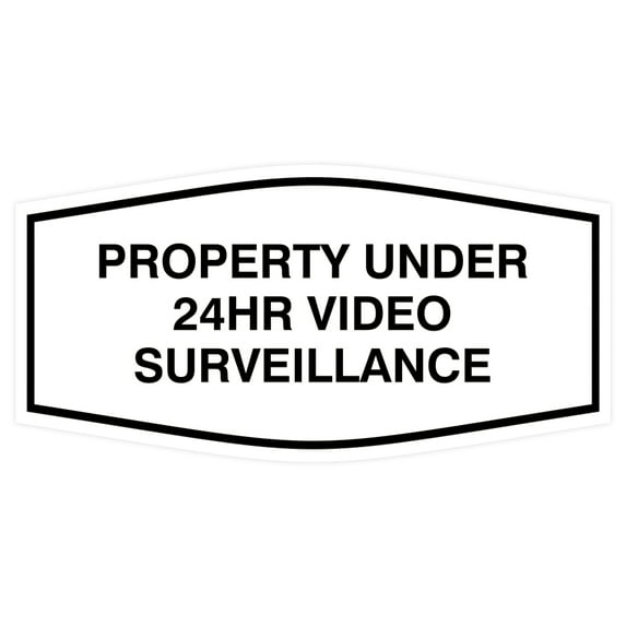 Fancy Property Under 24Hr Video Surveillance Sign (White) - Medium