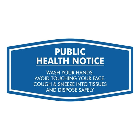 Fancy Public Health Notice Please Wash Your Hands Sign (Blue) - Small 3x6"