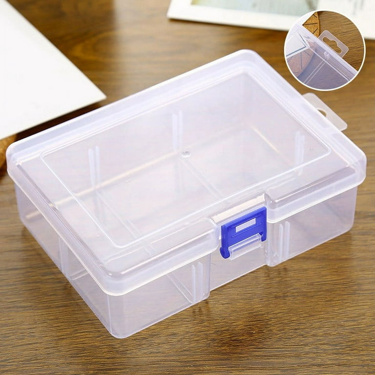 Fancy Rectangle Mini Storage Containers Box with Hinged Lid for Accessories, Crafts, Learning Supplies, Screws, Drills, Battery 16.5cm*12cm*5.8cm