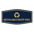 thumbnail image 1 of Fancy Recyclable Waste Only Sign (Navy Blue/Gold) - Large, 1 of 5