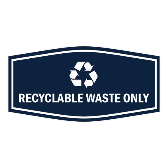Fancy Recyclable Waste Only Sign (Navy Blue / White) - Small