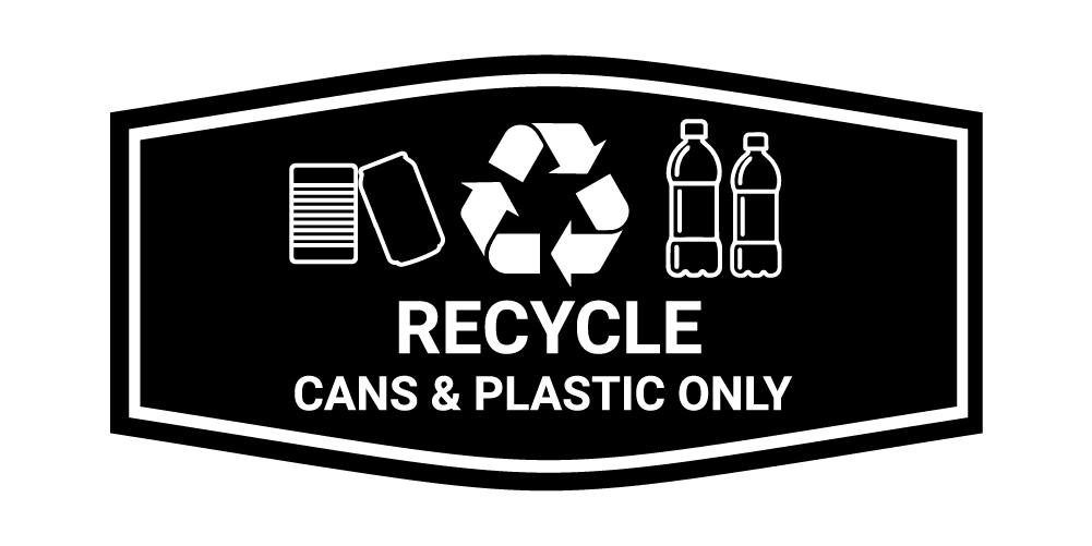 Plastic Container Only Sign Fancy Recycle Cans & Plastic Only Sign (Black) - Large - Walmart.com