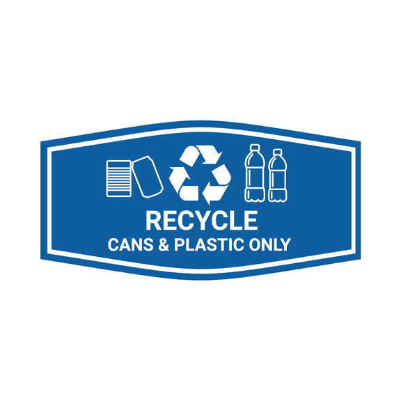 Fancy Recycle Cans & Plastic Only Sign (Blue) - Large