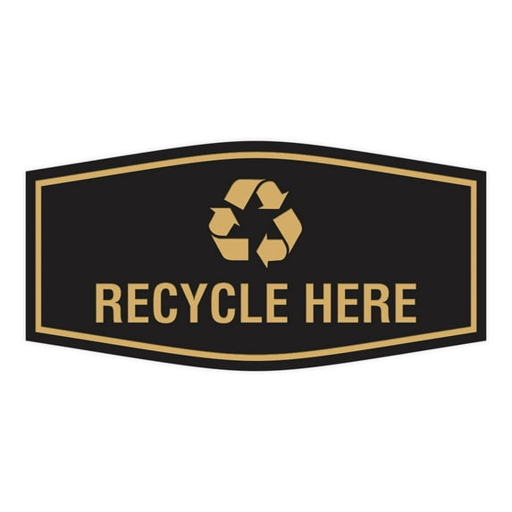 Fancy Recycle Here Sign (Black Gold) - Medium