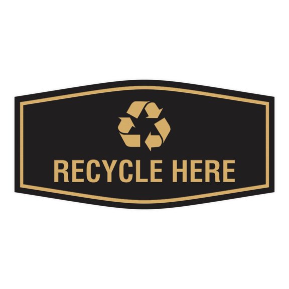 Fancy Recycle Here Sign (Black /Gold) - Small